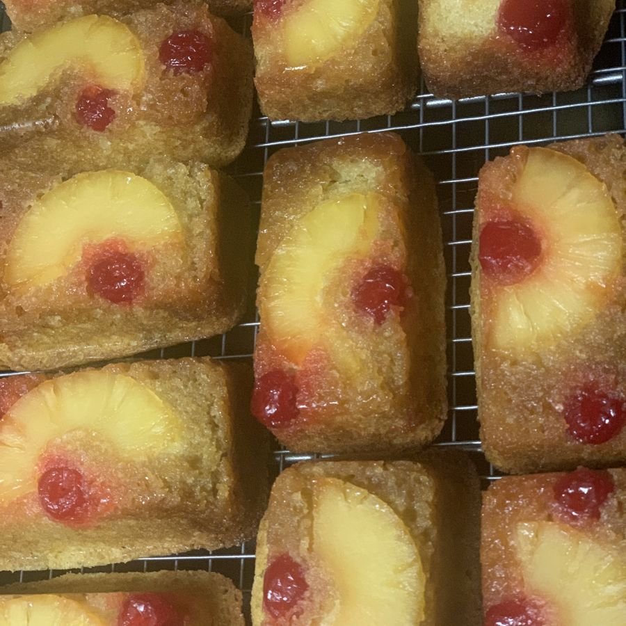 Glazed mini loaves ready to wrap